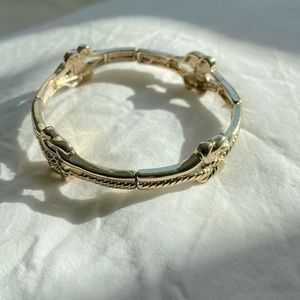 Gold Plated Sailor Knot Elastic Metal Bracelet Costume Jewelry